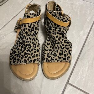 Blowfish Leopard Print Sandals with Tan Accents